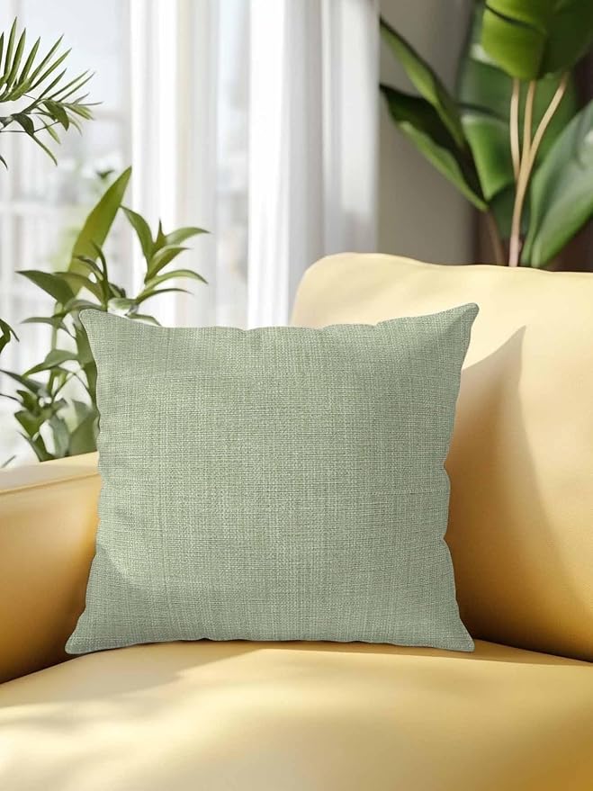 Outdoor Waterproof Throw Pillows Vintage Sage Green Linen Style Patio Pillows,Decorative Pillow Covers with Insert,Pillow Cushion Case for Garden Couch Sofa Country Pastoral Solid Color