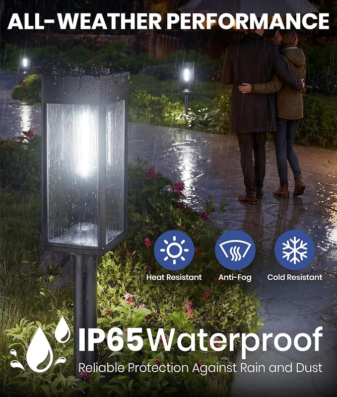 NEWMESSI Solar Pathway Lights for Outside,4 Pack Garden Light Outdoor Waterproof IP65, Bright Pathway Lights Powered Classic Square Design for Walkway/Driveway (Cool White)