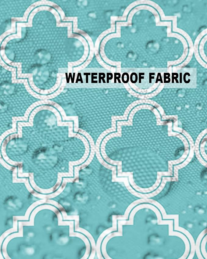 Outdoor Waterproof Pillow Covers for Patio Moroccan Pattern Decorative Throw Pillow Cover Geometric Trellis Cyan Blue Pillowcases Set of 2 Cushion Case for Sofa Couch Chair Home Decor 16x16 inch