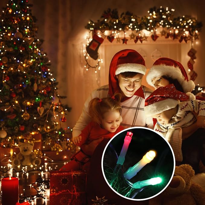 Christmas Decorations, Outdoor Christmas Lights, 320 LED Outdoor Christmas Tree String Lights with 12" Star Toppers [8 Modes& Waterproof] for Xmas New Year Holiday Decor (Multicolor)