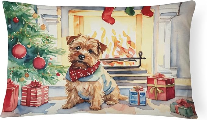 Caroline's Treasures DAC2709PW1216 Norfolk Terrier Cozy Christmas Throw Pillow Machine Washable, Indoor Outdoor Decorative Pillow for Couch, Bed or Patio, 12HX16W