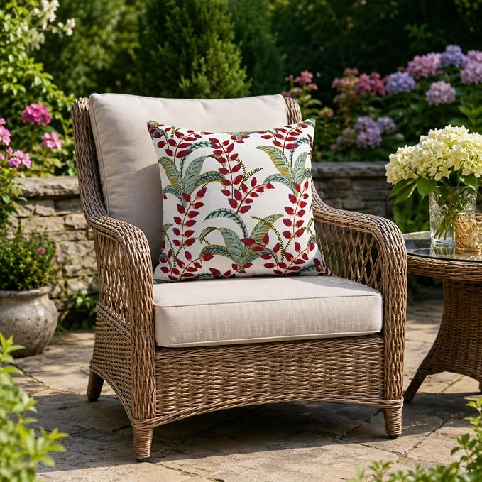 Outdoor Throw Pillows 18×18 Inch Waterproof Pillows with Inserts | Pack of 2 Fade Resistant Decorative Throw Pillows Outdoor Square Pillows for Garden Couch Sofa Patio Furniture