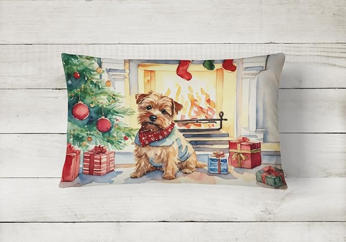 Caroline's Treasures DAC2709PW1216 Norfolk Terrier Cozy Christmas Throw Pillow Machine Washable, Indoor Outdoor Decorative Pillow for Couch, Bed or Patio, 12HX16W