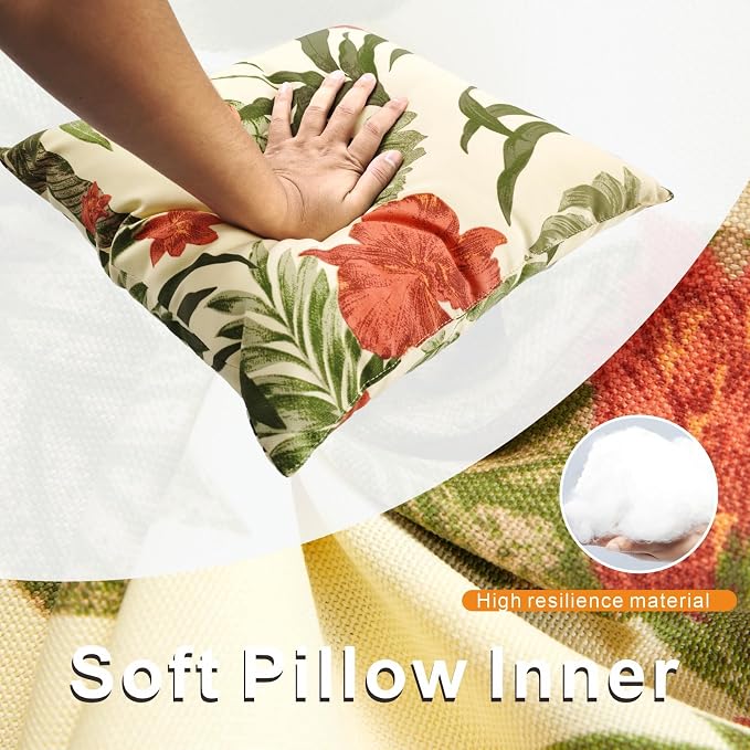 Outdoor Throw Pillows Decorative Pillows with Insert Included | 18x18 Outdoor Pillows Set of 2 Decorative Pillows Yellow Outdoor Pillows for Patio Furniture