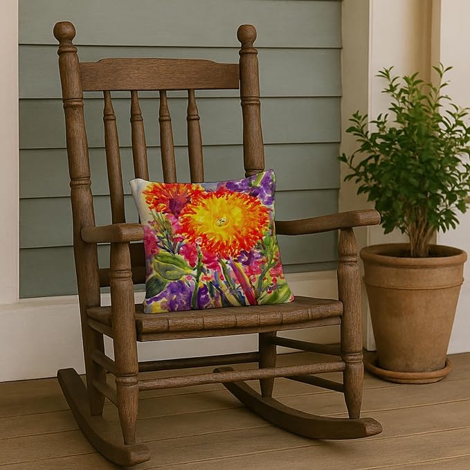 Caroline's Treasures 6077PW1414 Flower - Aster Fabric Decorative Pillow Machine Washable, Indoor Outdoor Decorative Pillow for Couch, Bed or Patio, 14Hx14W