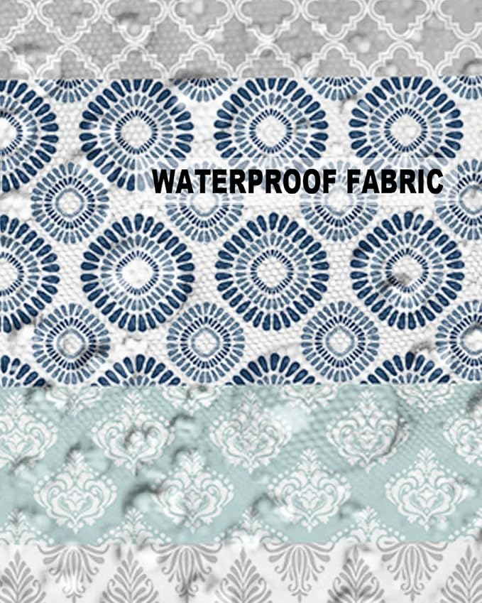 Outdoor Waterproof Throw Pillow Covers Set of 2 Blue Boho Stripe Tribal Vingtage Lumbar Pillowcases 20x20 Inches Bohemian Style Decorative Pillows Cushion Case Patio Pillows for Couch Bed Garden