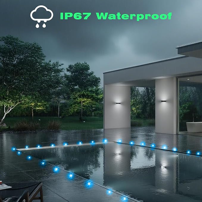LED Deck Lights Kit, 20pcs Φ1.22 D31 WiFi Smart Phone Control Low Voltage Recessed RGBW Deck Lighting Waterproof Outdoor Yard Path Stair Decor, Black