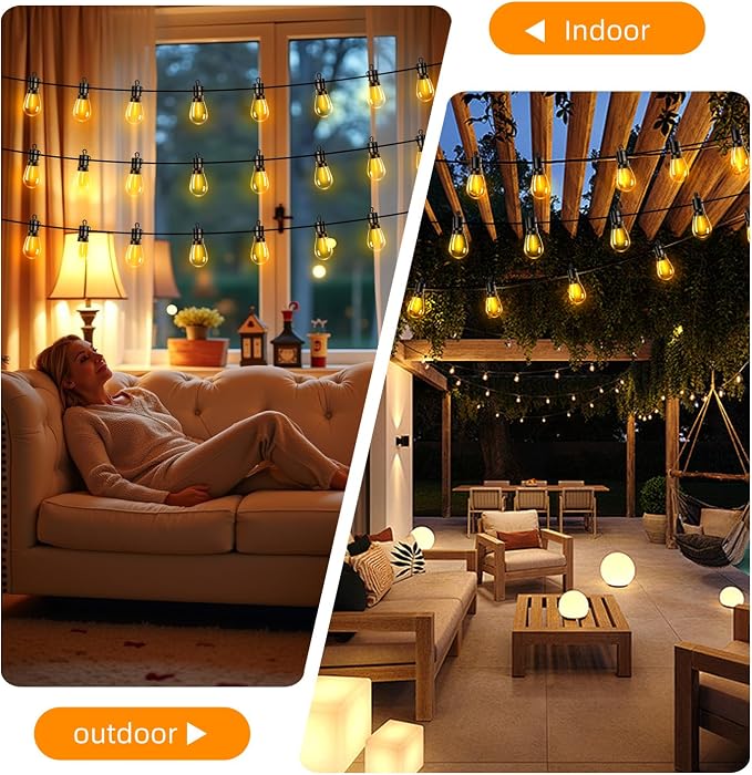 Outdoor Patio String Lights 150ft: S14 LED Shatterproof Bulbs 3 Modes Button Control - Waterproof Connectable Hanging Lights - Garden Backyard Yard Gazebo Porch Party Decorative
