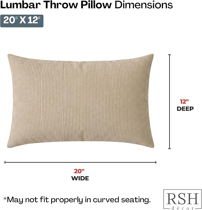 RSH DECOR: Lumbar Throw Pillows Set of 4 | 20" x 12" | Water and Fade-Resistant Performance Fabric | Outdoor Pillow Covers with Down-Alternative Inserts | Made in USA (Logic Bones)