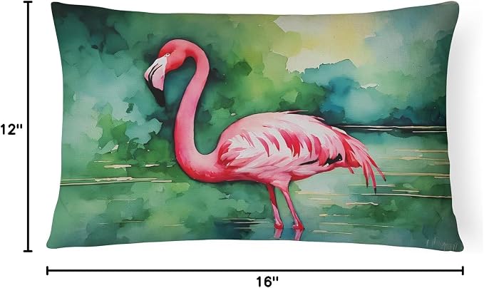 Caroline's Treasures DAC2858PW1216 Flamingo Throw Pillow Machine Washable, Indoor Outdoor Decorative Pillow for Couch, Bed or Patio, 12HX16W