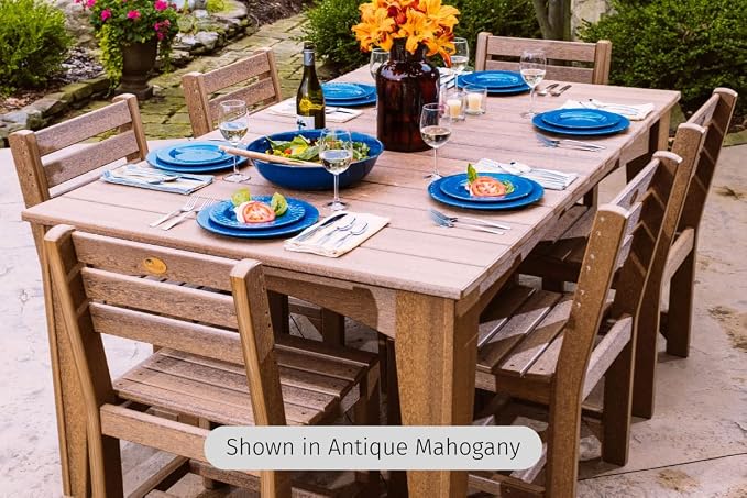 LuxCraft Poly Island Dining Table, 44" x 72" Rectangular Outdoor Patio Table, Made with Recycled Plastics, Made in USA (Weatherwood & Black)