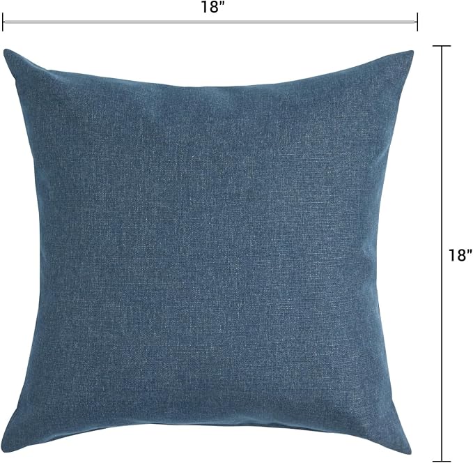 Outdoor Throw Pillows Water Resistant 18x18 inch,Decorative Throw Pillow with Insert Set of 2,Hidden Zipper Headrests for Patio Furniture Sofa Couch Chair(Denim Blue)