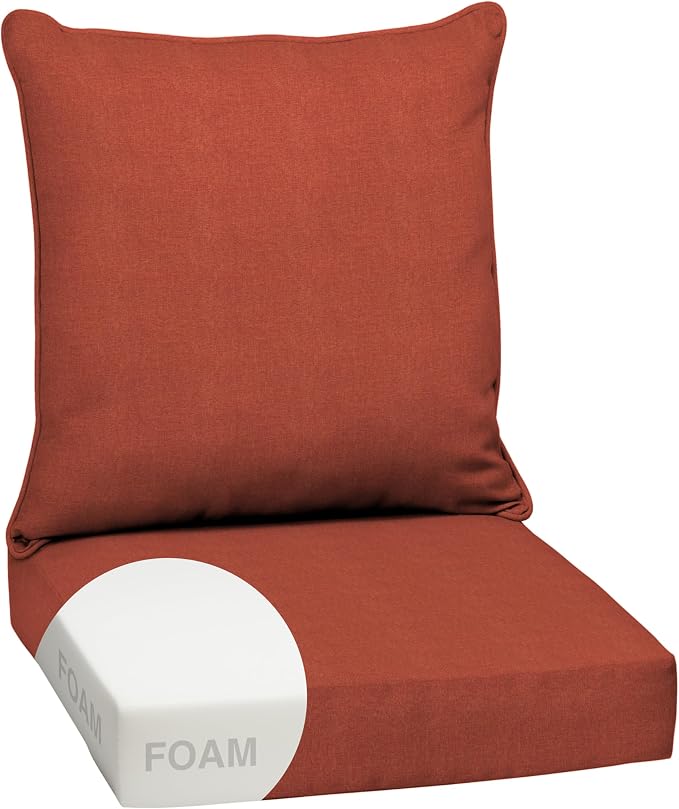 Arden Outdoor Deep Seat Cushion Set, Foam, 24x24, Woven Texture | Olefin Fabric, Sofa, Couch, Conversation Set, Premium High-Density Foam, Never Flattens, Mold and Mildew Resistant