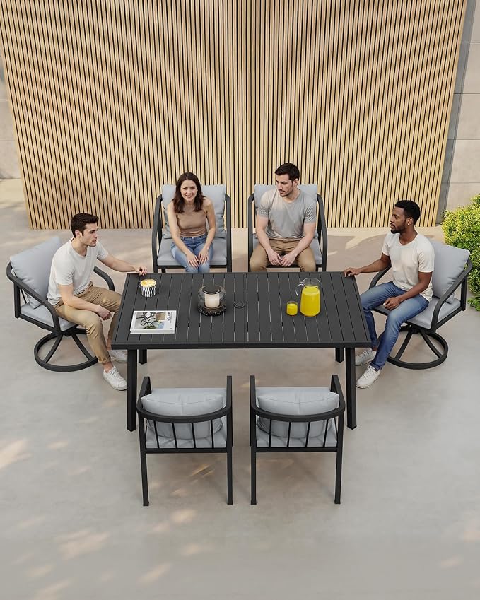 2 Pieces Swivel Patio Chairs, Never-Rust Aluminum Outdoor Dining Chairs with Removable Cushions, Ergonomic Patio Dining Chairs with Wraparound Seating Design for Poolside, Deck, Porch, Black