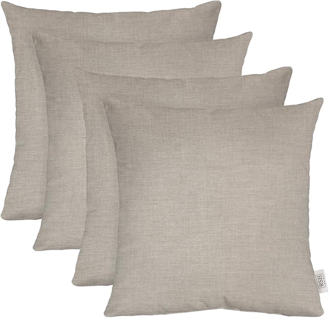 RSH DECOR: Sunbrella Square Throw Pillows Set of 4 | 20" x 20" | Water and Fade-Resistant Performance Fabric | Outdoor Pillow Covers with Down-Alternative Inserts | Made in USA (Spectrum Dove)