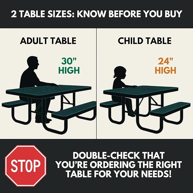 COATEDOUTDOORFURNITURE Heavy-Duty Portable Outdoor Kids Table with Umbrella Hole, Expanded Metal Kids Picnic Table, Commercial-Grade, Made in America (46 in, Square, Childrens, Textured Purple)