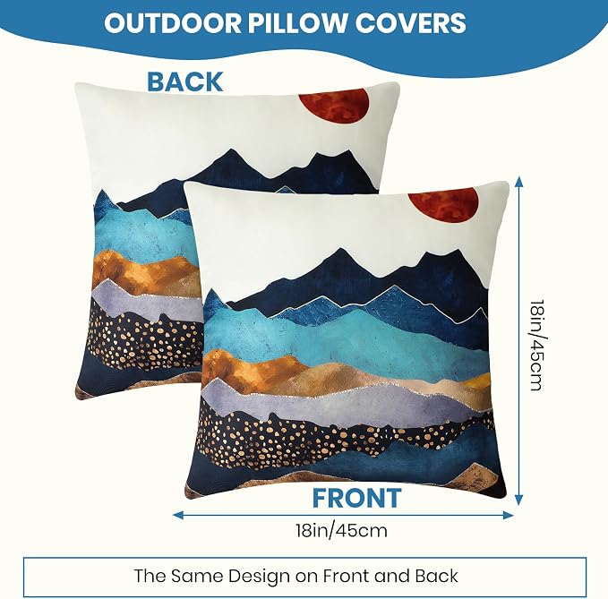 Premillow Outdoor Pillow Covers, Waterproof Pillow Covers, 18x18, Set of 4 | Decorative Waterproof Pillow Covers, Solid Linen Pillowcase,Summer Farmhouse Cushion Case for Patio Garden Balcony Couch Sofa