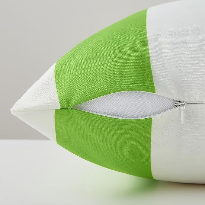 Allorry Outdoor Pillow Covers 18x18 Sage Green Striped Outdoor Decor 007E18 | Striped Pillow Covers|for Spring Summer Outdoor Waterproof Garden Patio Furniture Sofa Bed Home Decor