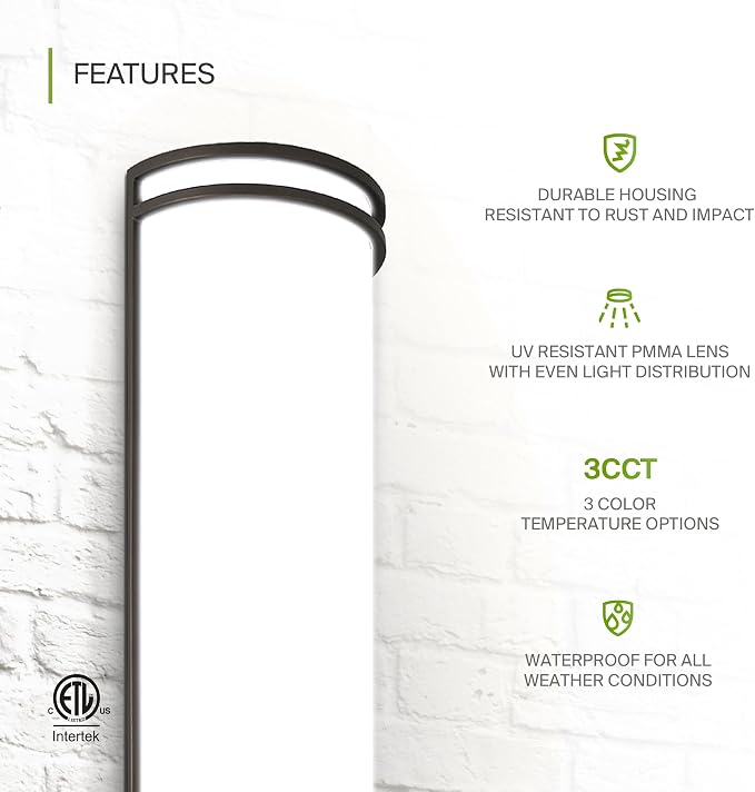 ASD 24 Inch LED Outdoor Sconce Lights - 25W 120-277V 3000K 4000K 5000K Bronze Exterior Lighting Fixtures, Dimmable Exterior Lights for House, Modern Patio Wall Light Fixture ETL