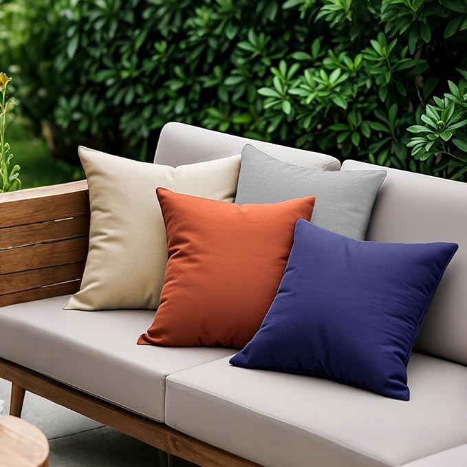 Premium 16x16 Inch Outdoor Throw Pillows Set of 2–Fabric with 1500-Hour Color Fastness Waterproof TPU Inner Lining Decorative and Durable for Patio Garden and Indoor Use, Red