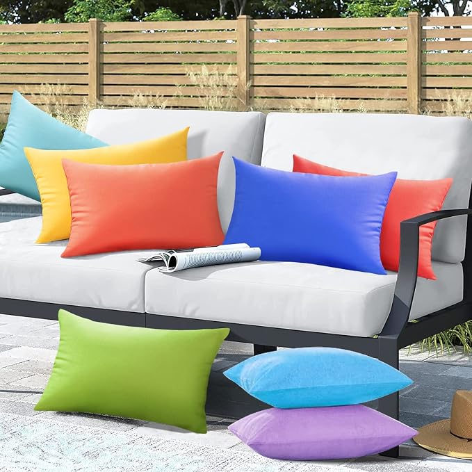 VAKADO 12x20 Outdoor Waterproof Throw Pillow Covers Set of 2 Decorative Turquoise Outside Patio Furniture Cushion Cases Decor for Garden Bench Porch Couch Tent,Purple