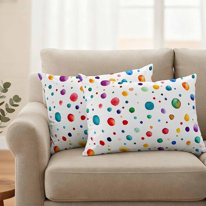 Color Polka Dot Outdoor Pillow Covers Set of 2 Abstract Watercolor Bubbles Modern Waterproof Throw Pillow Cover Decorative Cushion Cases for Patio Porch Garden 20X12 Inch