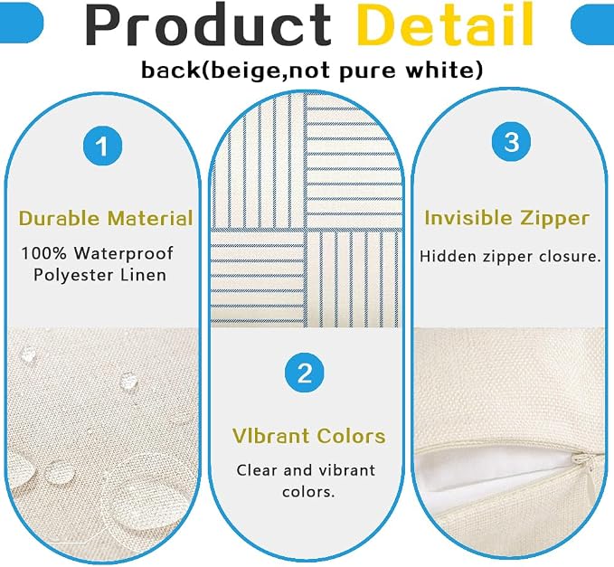 RABUSOFA Outdoor Pillow Covers Waterproof 20x20 Set of 4 Blue Modern Decor | Chevron Zigzag,Not Insert,Waterproof Fabric,Machine Washable,Invisible Zipper,Decoration for Patio Furniture Sunbrella Couch