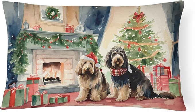 Caroline's Treasures DAC2719PW1216 Otterhound Cozy Christmas Throw Pillow Machine Washable, Indoor Outdoor Decorative Pillow for Couch, Bed or Patio, 12HX16W