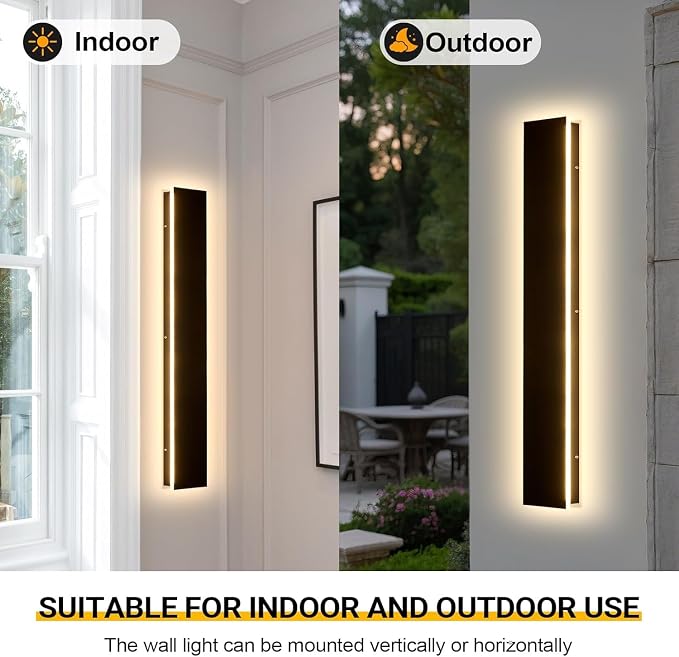 AioTio 39.3in Modern Outdoor Wall Light for House, Black Upgraded 4.72in Wide 3000K Waterproof IP65 Porch Lights Wall Sconce,Long LED Linear Outside Exterior Lighting Fixtures for Garage,Front Door