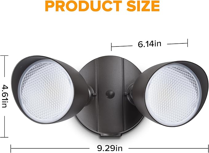 LUTEC 3500 Lumen 32 Watt 28 LED Dual-Head Floodlight Outdoor, Full Metal Design, Waterproof Exterior Security Wall Light for Patio, Garden, Yard-Brown