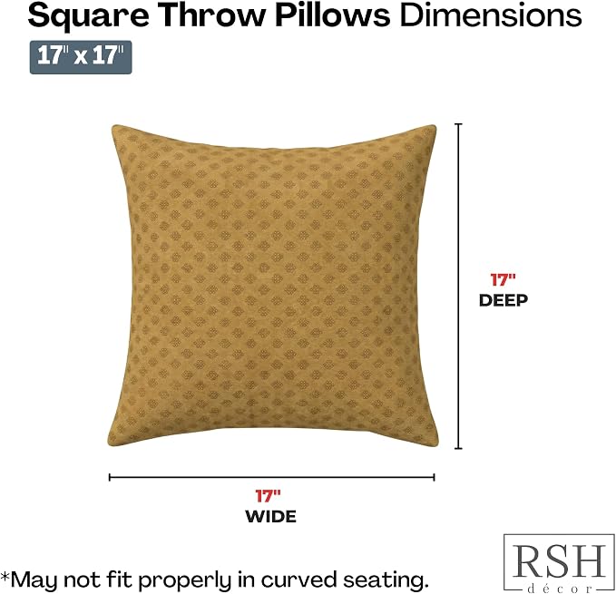 RSH DECOR: Sunbrella Square Throw Pillows Set of 2 | 17" x 17" | Water and Fade-Resistant Performance Fabric | Outdoor Pillow Covers with Down-Alternative Inserts | Made in USA (Trinket Teak)