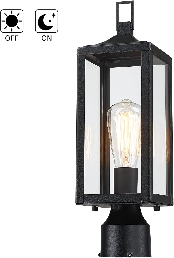17 Inch Outdoor Lamp Post Light Dusk to Dawn Outside Lamp Posts Outdoor Lighting Exterior Gate Post Lights Photocell Pillar Lantern