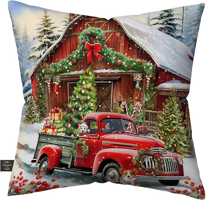 Briarwood Lane Indoor/Outdoor Pillow 17x17 Country Christmas for Christmas Pillow