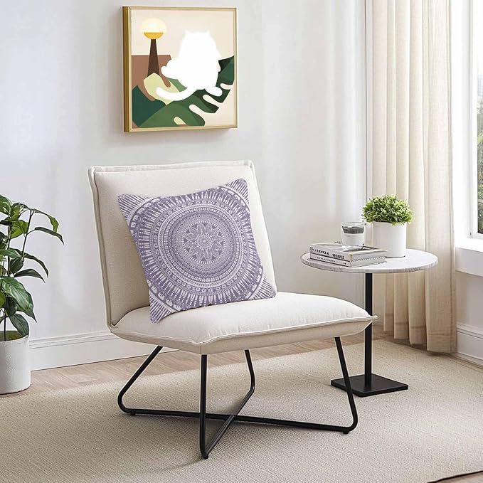Vandarllin Outdoor Throw Pillows Covers 24x24 inch Set of 2 Waterproof Purple Boho Decorative Zippered Cushion Covers for Patio Furniture, Bohemian Floral Geometric Lumbar Pillowcases