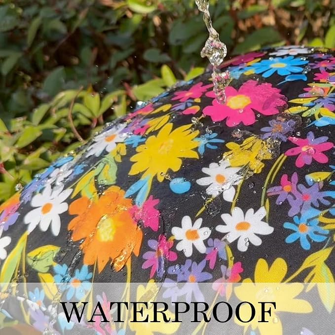 ONWAY Outdoor Floral Pillow Covers 18X18 inch Set of 2 Waterproof Yellow and Pink Flowers Black Decorative Throw Pillowcases for Patio Furniture Garden Spring Summer Cushion Cover