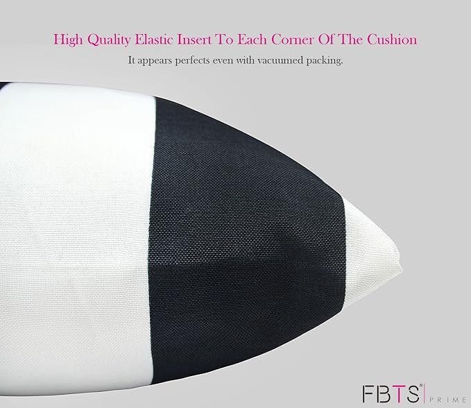 Pack of 2 Outdoor Waterproof Decorative Throw Pillows with Inserts for Patio Furniture, 18x18 Inch Fade Resistant Patio Garden Cushions for Couch Bed Sofa, Striped Black