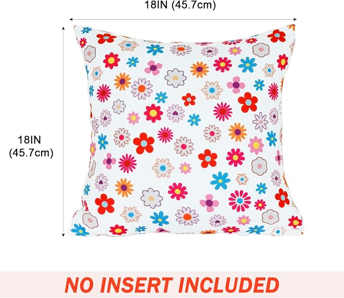 Eternal Beauty 18" x 18" Set of 2 Outdoor Pillow Covers Decorative Pillow Covers for Fall Couch Pillows (Multicolored Flower, 18" x 18" (Pack of 2))