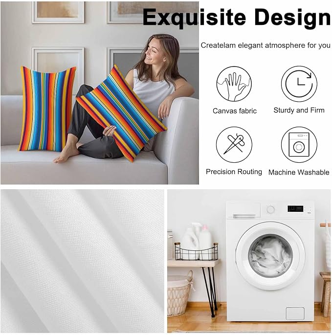 Colorful Striped Outdoor Pillow Covers 20x12 Inch Lumbar Pillow Covers Set of 2 Waterproof Decorative Throw Pillow Cases Boho Rainbow Abstract Stripes Lines Cushion Covers for Patio Furniture Garden