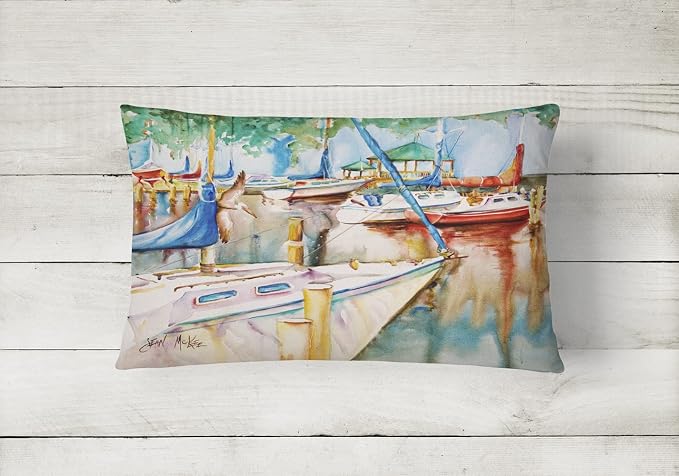 Caroline's Treasures JMK1043PW1216 Sailboats at The Gazebo Canvas Fabric Decorative Pillow Machine Washable, Indoor Outdoor Decorative Pillow for Couch, Bed or Patio, 12HX16W