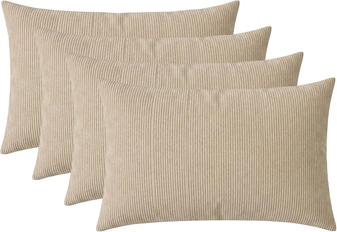 RSH DECOR: Lumbar Throw Pillows Set of 4 | 20" x 12" | Water and Fade-Resistant Performance Fabric | Outdoor Pillow Covers with Down-Alternative Inserts | Made in USA (Logic Bones)