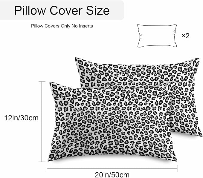 Vandarllin Outdoor Throw Pillows Covers 20x12 inch Set of 2 Waterproof Black Leopard Print Decorative Zippered Cushion Covers for Patio Furniture, Luxury Animal Fur Pattern Lumbar Pillowcases