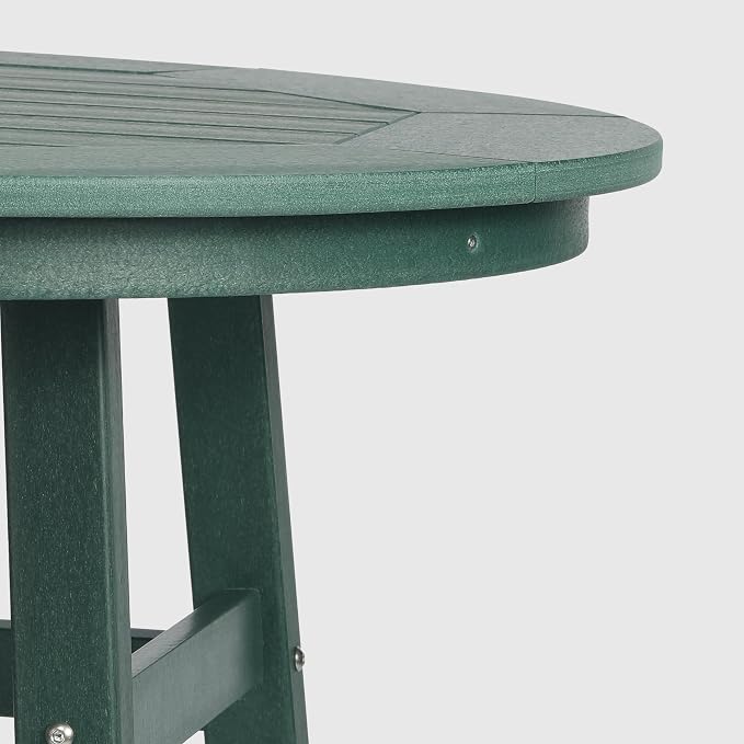 WestinTrends Malibu Outdoor 35" HDPE Round Patio Bar Height Table, Dark Green