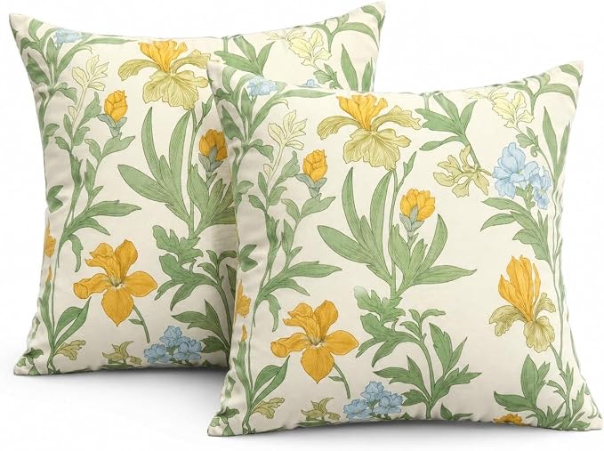 Outdoor Throw Pillows 18×18 Inch Pack of 2 Waterproof Decorative Patio Pillows with Inserts, Square Pillows for Garden Couch Sofa and Patio Furniture