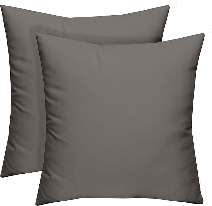RSH DECOR Square Throw Pillows Set of 2, 17" x 17", Outdoor Pillows Waterproof, Patio Furniture Pillow, Decorative Outdoor Throw Pillow, Spun Polyester, Charcoal Graphite Grey (Gray), Made in USA
