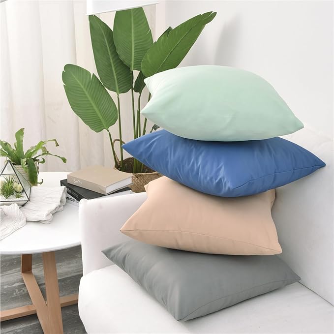 Pack of 2 Outdoor Waterproof Pillow Covers Decorative Throw Pillow Covers Furniture Cushion Cases Spring for Chair Patio Garden Couch Tent Balcony Sofa, Khaki, 22"x22"