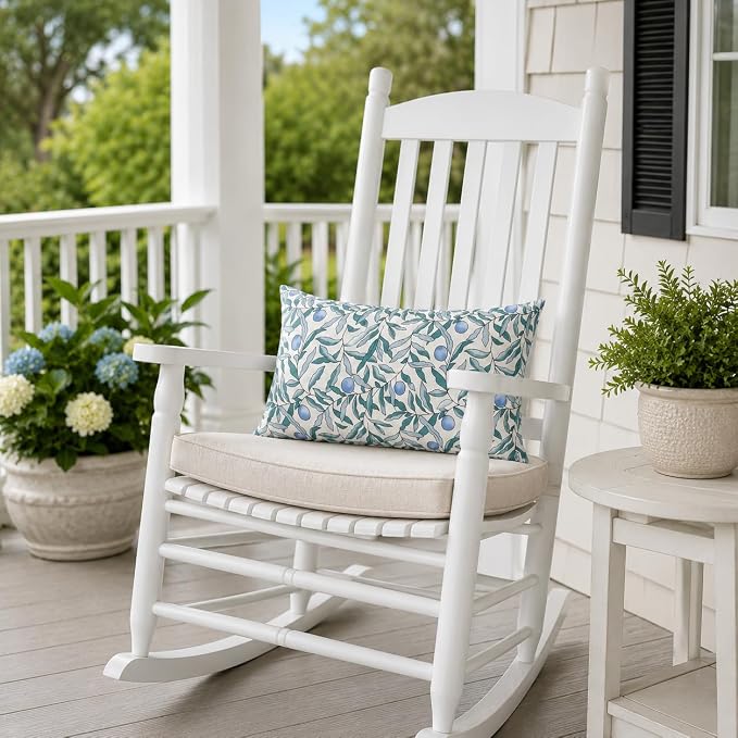 Pack of 2 Patio Lumbar Pillows 12"x20" | Fade Resistant Outdoor Waterproof Lumbar Pillow with Inners Decorative Garden Lumbar Cushions for Home Patio Terrace Sofa