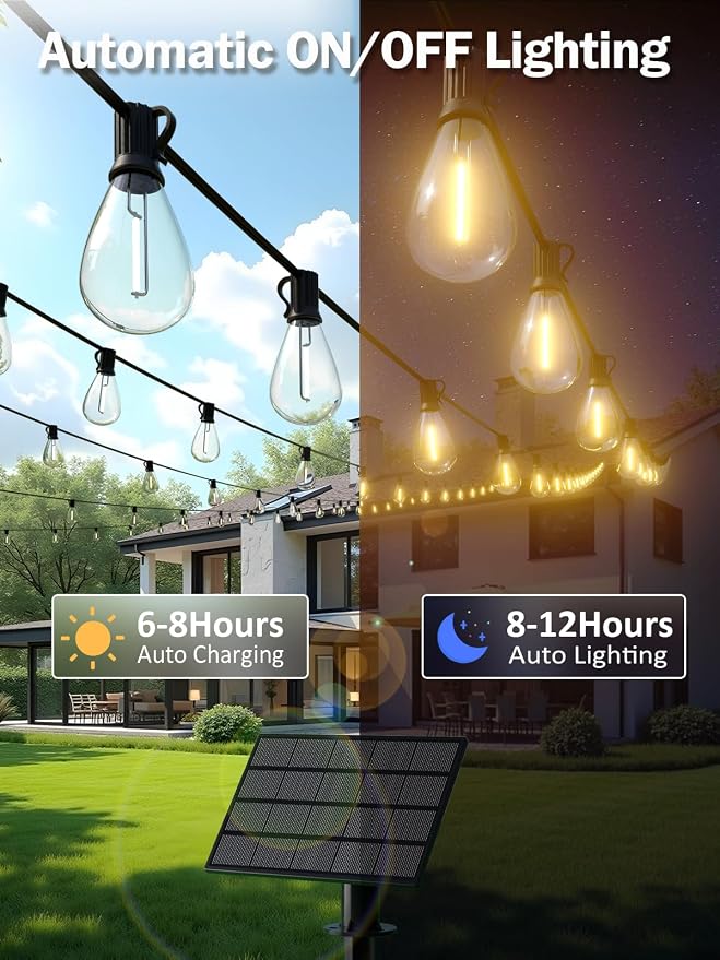 200FT Solar String Lights Outdoor, Dimmable Patio Lights Solar Powered with Remote & USB Port 72+2 LED Shatterproof Bulbs 3 Light Modes, Waterproof Solar Light for Camping Backyard Garden