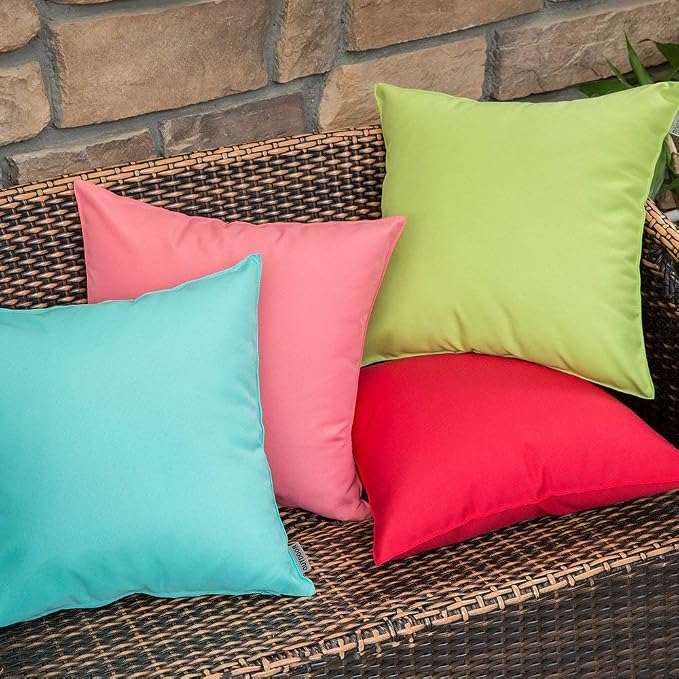 MIULEE Decorative Outdoor Waterproof Pillow Covers 16x16 Pale Green | Decorative Patio Furniture,Pack of 2,Accent Square Soild Throw Pillow Covers,Summer Garden Tent Couch Sofa