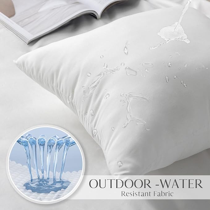 Ashler 16 x 16 Outdoor Pillow Inserts Set of 4 Water Resistant | Throw Pillow Inserts, Hypoallergenic Pillow Insert, For Patio, Bench, Garden, Indoor Outdoor Decorative