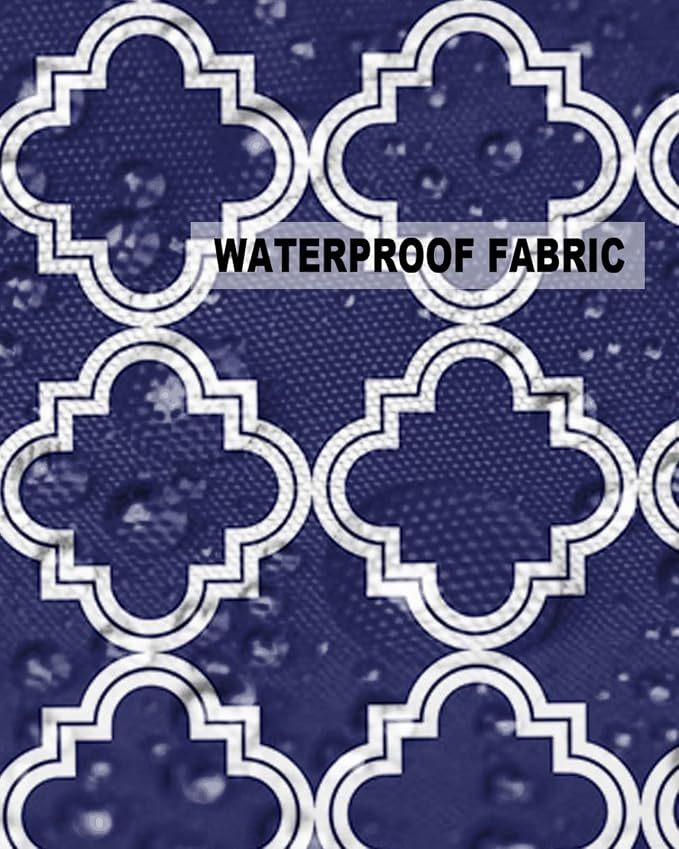 Outdoor Waterproof Pillow Covers for Patio Moroccan Pattern Decorative Throw Pillow Cover Geometric Trellis Navy Blue Pillowcases Set of 2 Cushion Case for Sofa Couch Chair Home Decor 26x26 inch